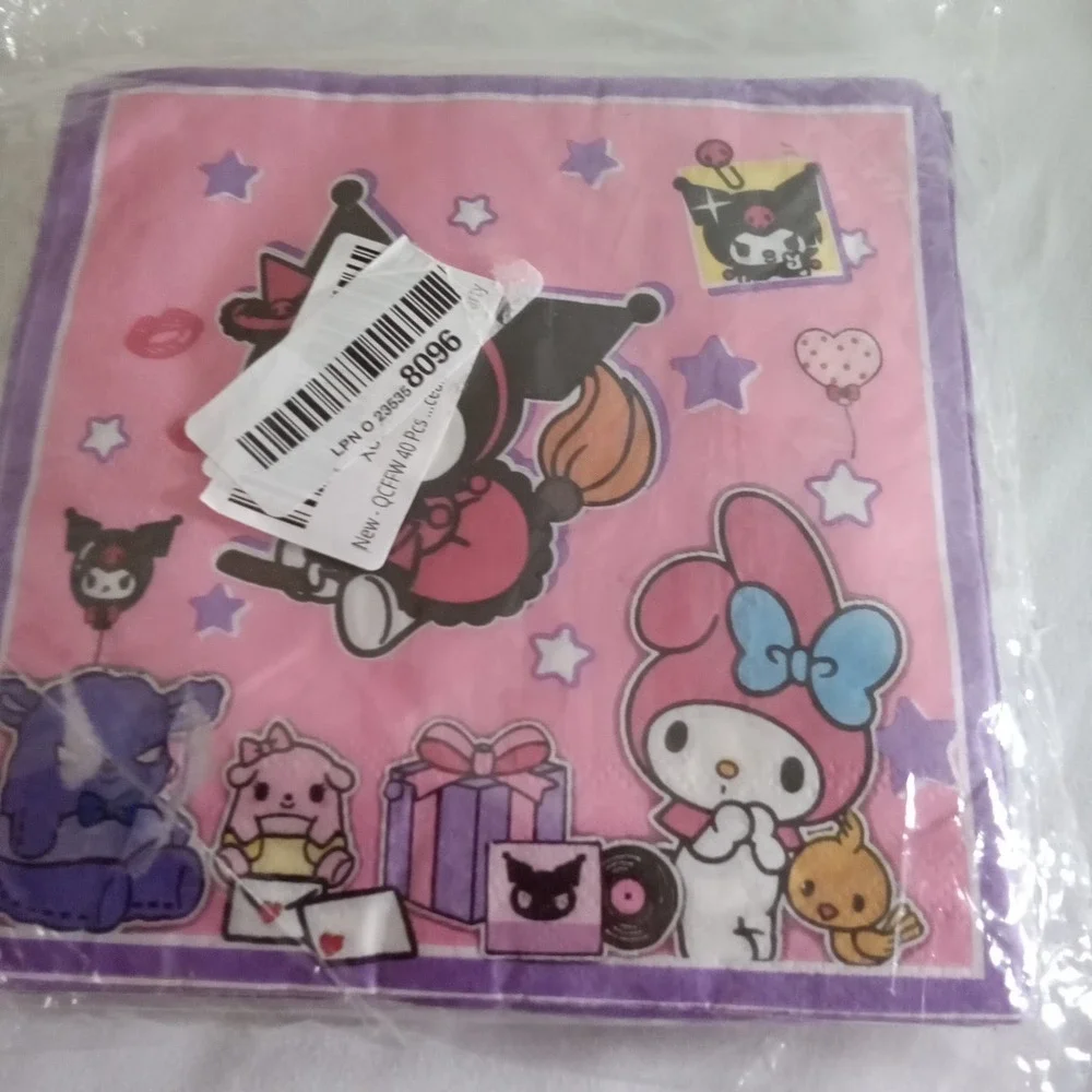 Sanrio Kuromi My Melody Party Set Paper Plates Napkins 40 Pcs Pink Purple